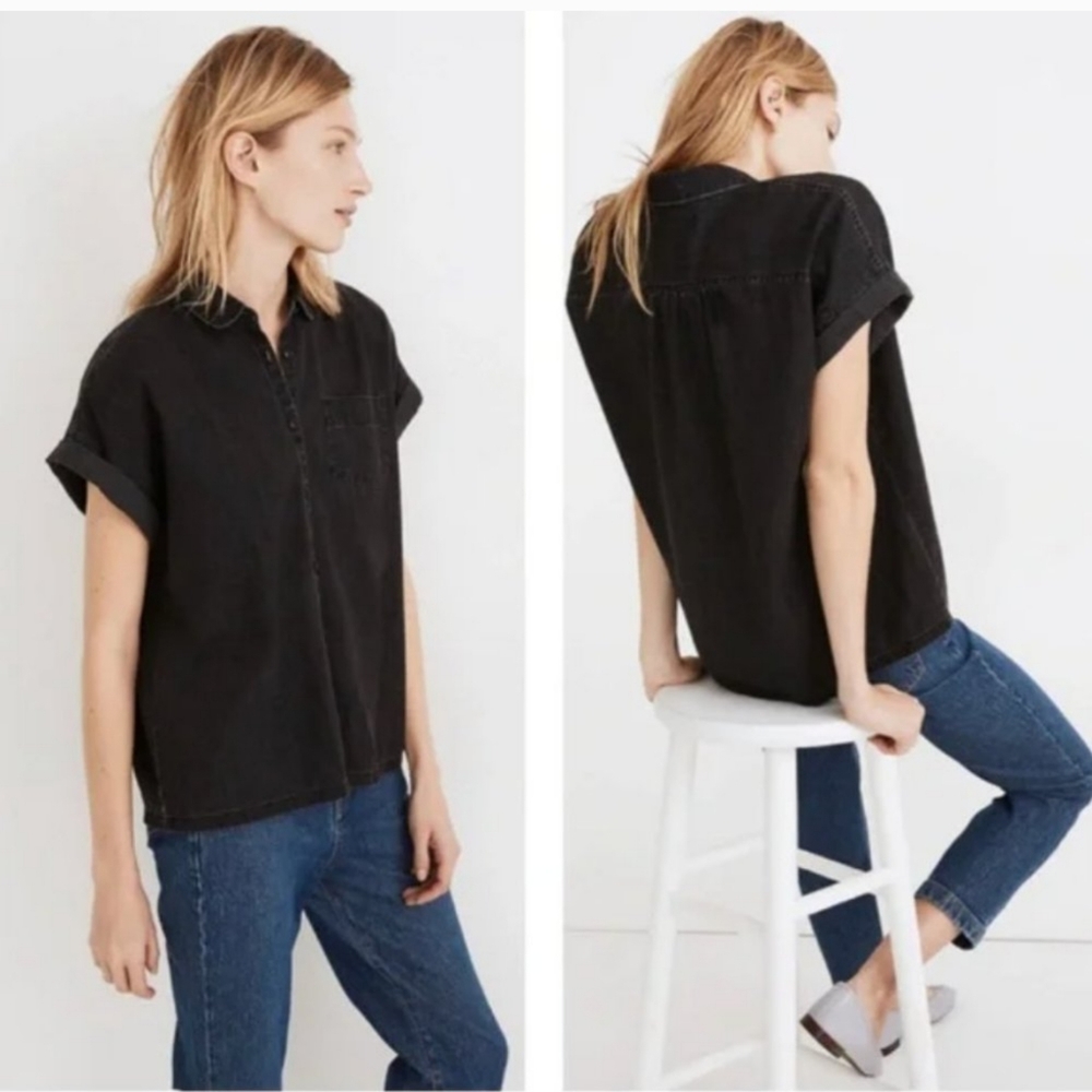 Madewell denim rolled sleeve in lunar wash large